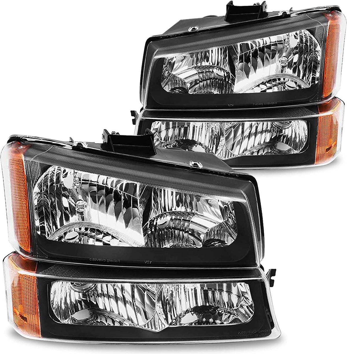 2003-2006 Silverado Headlight Assembly For Chevy Avalanche 150025003500 Clear Chrome Lens With Amber Reflector Replacement Left And Right