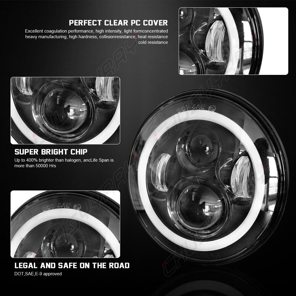 4x Round Projector LED Halo Headlights 5.75"