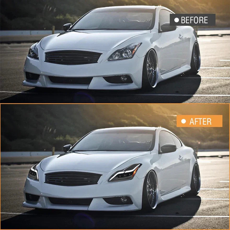 NTXGlow LED Tube Projector Headlights (2008-2015 Infiniti G37 & Q60 Coupe)