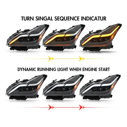 NTXGlow LED Tube Projector Headlights (2008-2015 Infiniti G37 & Q60 Coupe)
