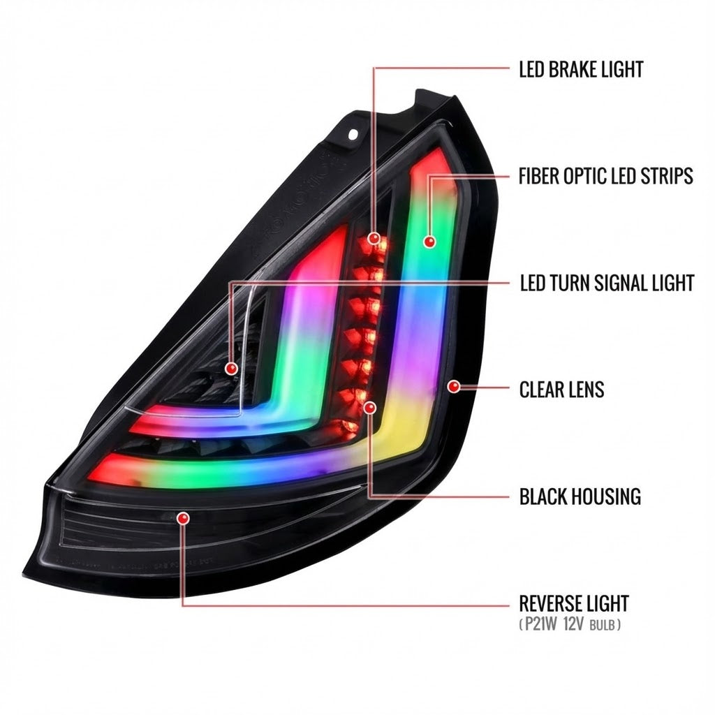 NTXGLOW LED RGB tail lights (2014 - 2019 Ford Fiesta hatchback)